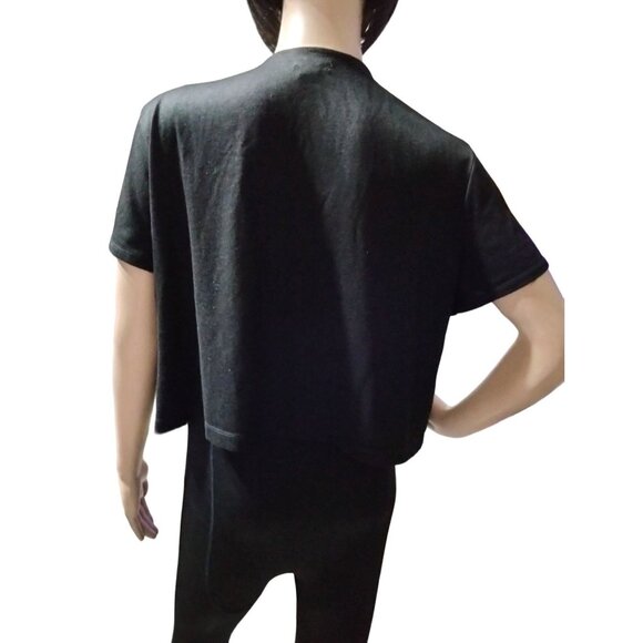 New Directions Plus Size 1X Cardigan Sweater Top Black Open Front Short-Sleeve - Picture 6 of 10